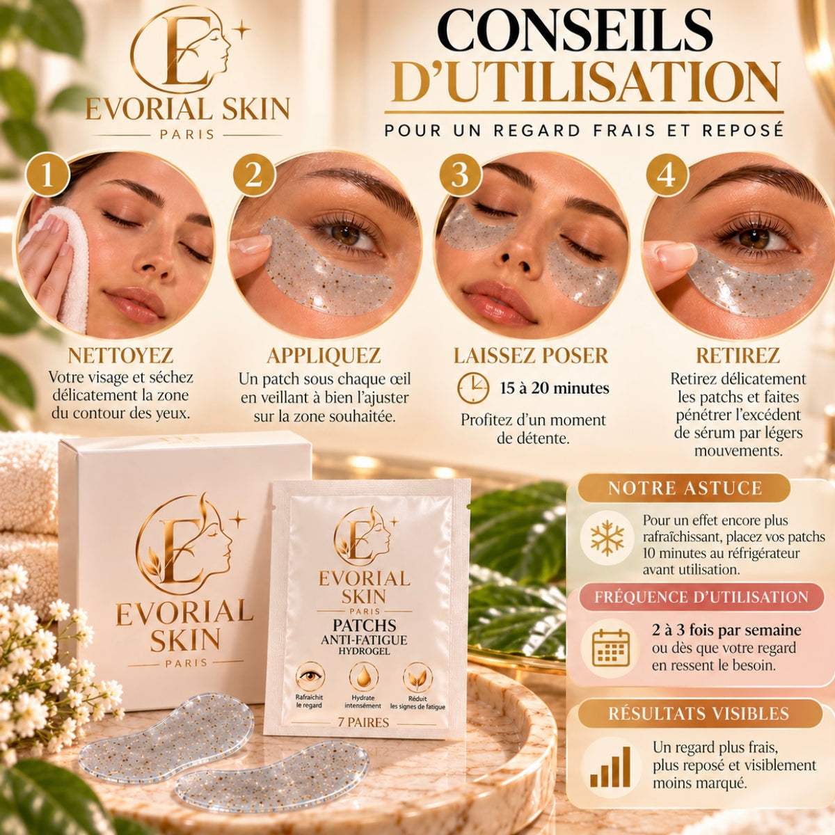 Patchs Hydrogel Contour des Yeux – Caféine & Vitamine C | Evorial Skin